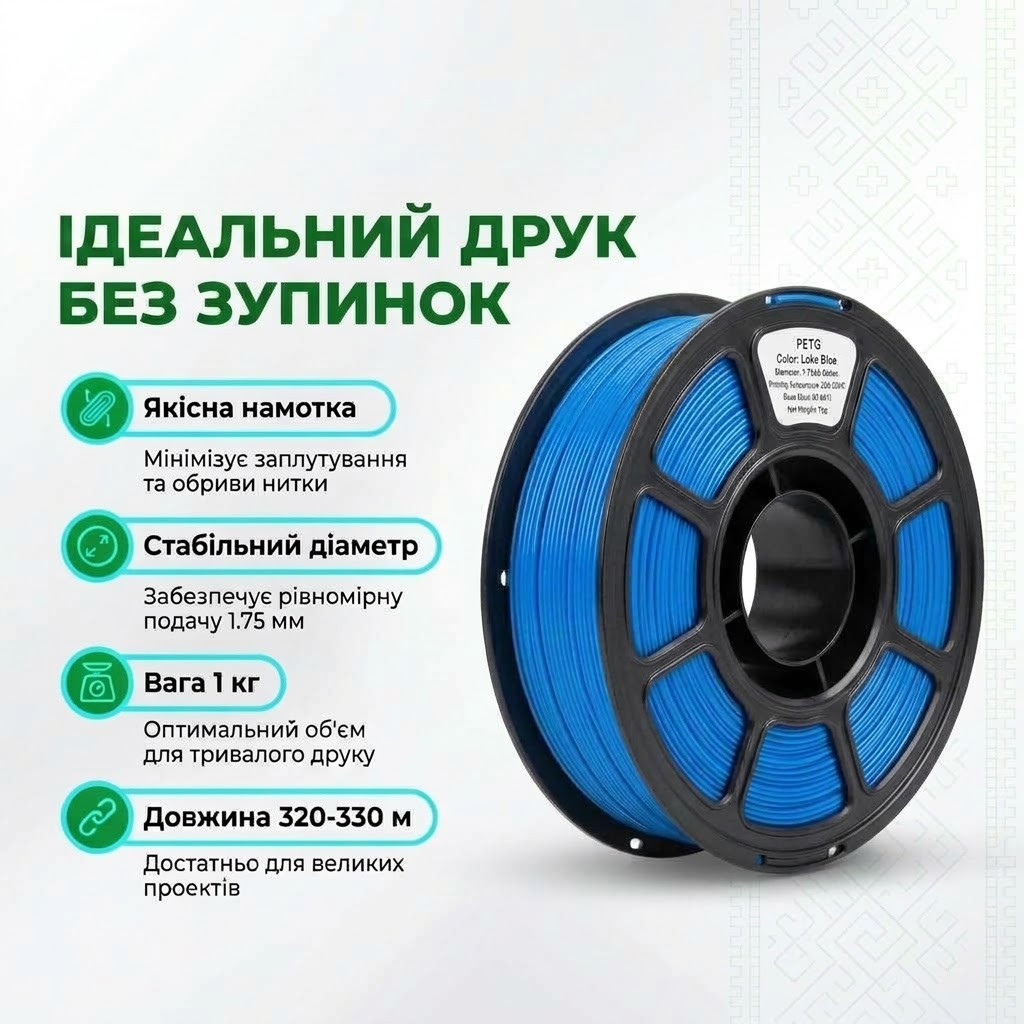 Витки синьої нитки 1.75 мм, що лежать рядами без перехрещень